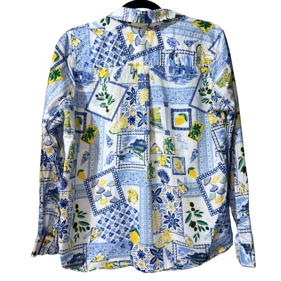 J.Crew “La Dolce Vita” Lemon Print Long Sleeve Linen Button Up Shirt – Size M - Picture 3 of 11
